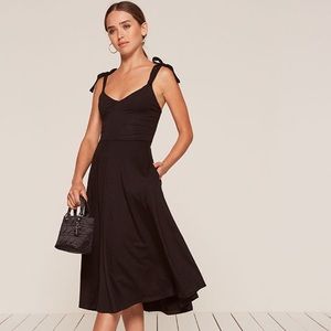 Reformation Amira Black Midi Dress